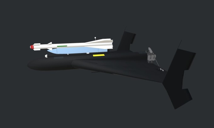 Phác thảo UAV Geran-2 mang tên lửa đối không R-60. Đồ họa: SBU