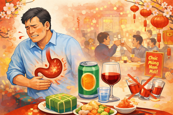 người bệnh viêm loét dạ dày cần giới hạn nghiêm ngặt lượng cồn nạp vào cơ thể (Ảnh: AI)