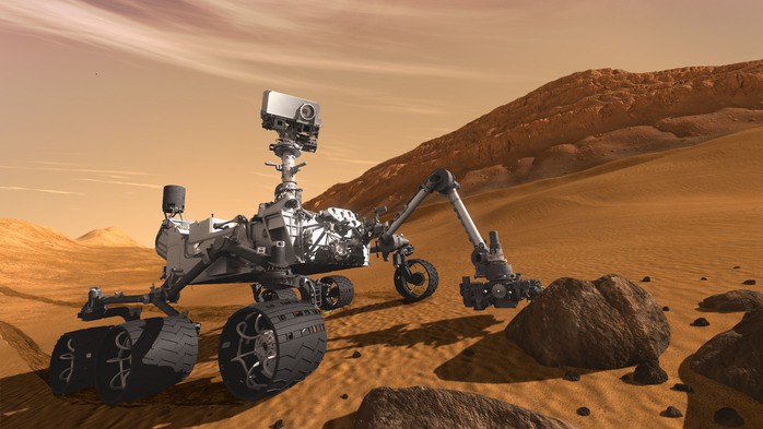 Robot Curiosity, một trong các tàu đổ bộ săn sự sống ngoài hành tinh của NASA, đã thám hiểm Sao Hỏa từ năm 2012 - Ảnh: NASA