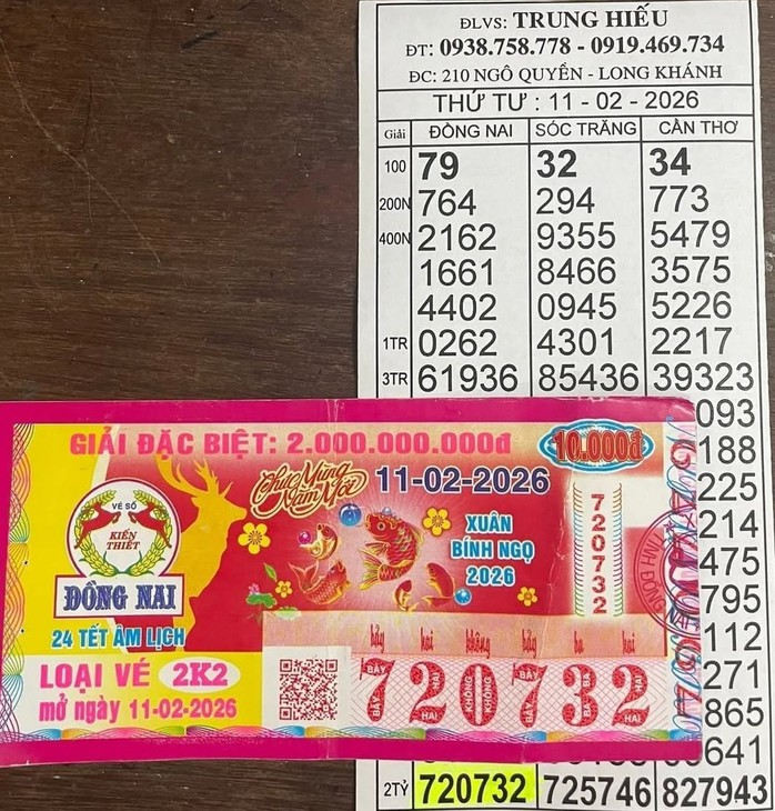 Giải độc đắc của vé số Đồng Nai trúng tại tỉnh Đồng Nai. Ảnh: ĐLVS Trung Hiếu