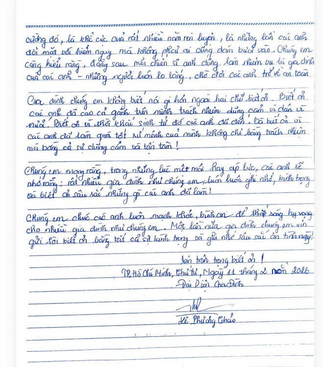 Nội dung bức thư.