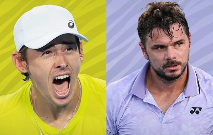Wawrinka (bên phải) sẽ phải tung ra nhiều tình huống bóng mạo hiểm nếu muốn thắng De Minaur (bên trái)