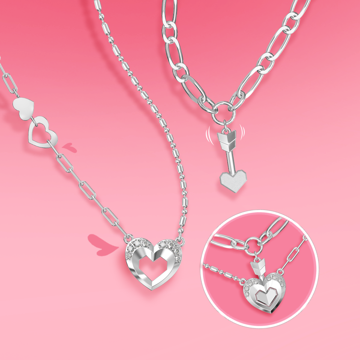 BST trang sức cặp đôi INLOVE sở hữu thiết kế có thể ghép đôi độc đáo. Ảnh: PNJ.