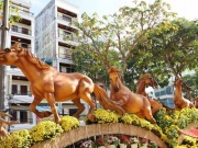 CLIP: Chiêm ngưỡng 8 linh vật ngựa cưỡi trên sóng hoa ở Cần Thơ