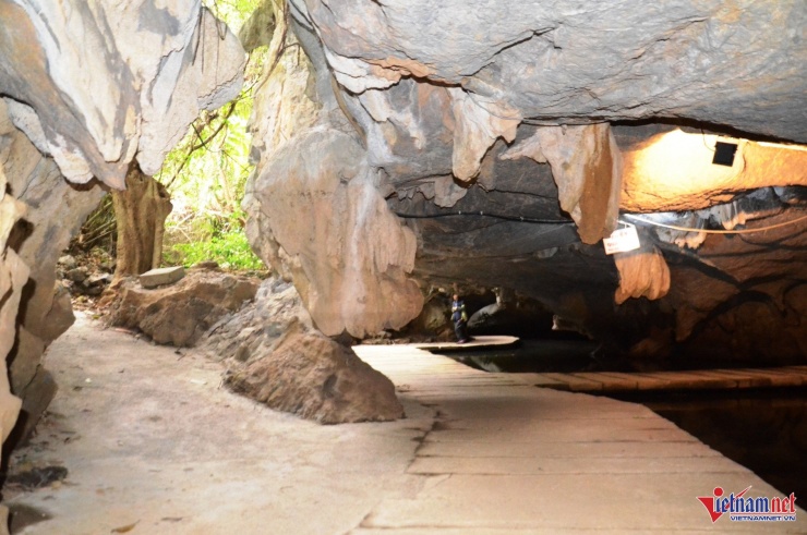 Ở giữa động có một không gian hở xen kẽ&nbsp;với rừng cây, vách đá bên ngoài