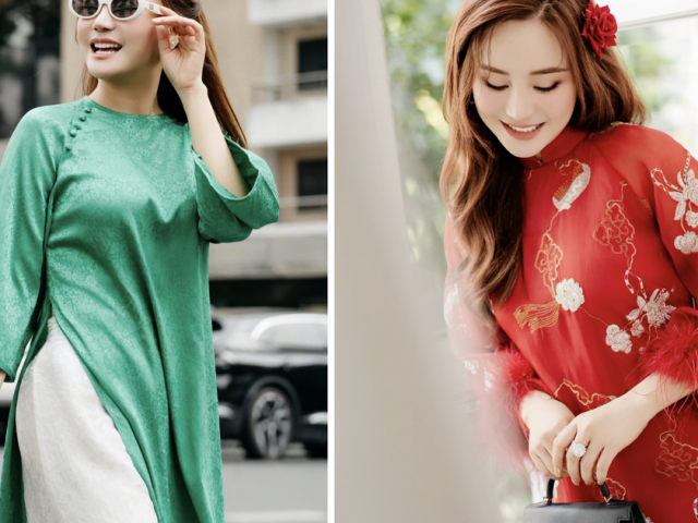 Fan thích thú với cách chọn áo dài Tết là 2 gam màu đối lập của ca sĩ Vy Oanh