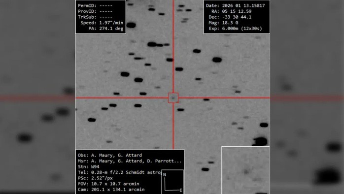 Vật thể C/2026 A1 (MAPS) trong dữ liệu từ Đài quan sát AMACS1, là một sao chổi mới - Ảnh: ĐÀI QUAN SÁT AMACS1