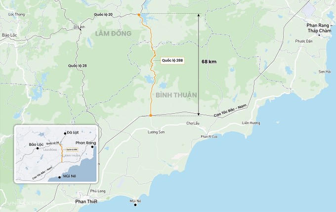 Hướng tuyến quốc lộ 28B. Đồ họa: Hoàng Chương