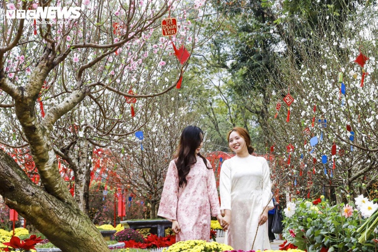 "Không khí rất rõ Tết. Các khu vực được sắp xếp gọn gàng nên dù đông người vẫn không quá lộn xộn. Tôi ấn tượng nhất là khu đại cảnh 2026 và dãy đào gần Tháp Bút”, bạn Ngọc Anh, ở Hà Đông nói.