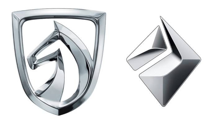 Logo cũ (trái) và hiện nay của hãng xe Trung Quốc Baojun. Ảnh: 1000logos
