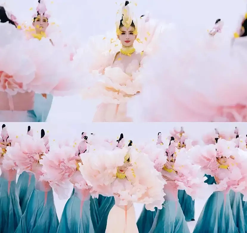 Theo&nbsp;Sina,&nbsp;điệu múa được biên đạo bởi Dương Lệ Bình, sử dụng hoa mẫu đơn và chim hạc làm hình ảnh chủ đạo. 'Trên nền nhạc của các nhạc cụ truyền thống Trung Quốc như đàn tranh và sáo, điệu múa kết hợp hoàn hảo giữa thẩm mỹ cổ điển và ngôn ngữ biểu đạt hiện đại. Từ lúc chớm nở và hé nở đến hương thơm và sự viên mãn, điệu múa mở ra từng lớp, miêu tả quá trình của hoa mẫu đơn từ nụ đến khi nở rộ. Điệu múa duyên dáng và uyển chuyển, với những con hạc lượn vòng quanh hoa tạo nên một bầu không khí quyến rũ' - theo&nbsp;Sina.