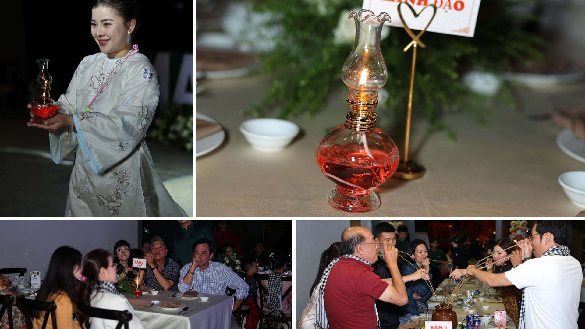 Ánh đèn dầu leo lét thắp lên không khí ấm áp của những bữa cơm Tết truyền thống