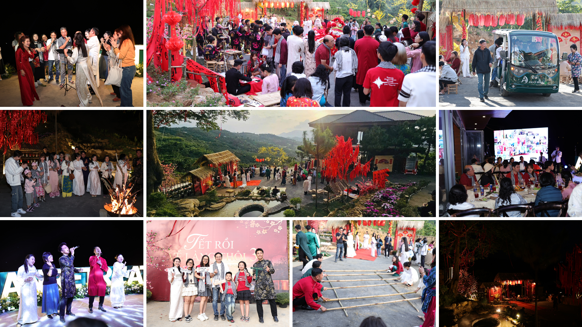 Du khách hòa mình vào các hoạt động tái hiện Tết xưa giữa không gian làng quê