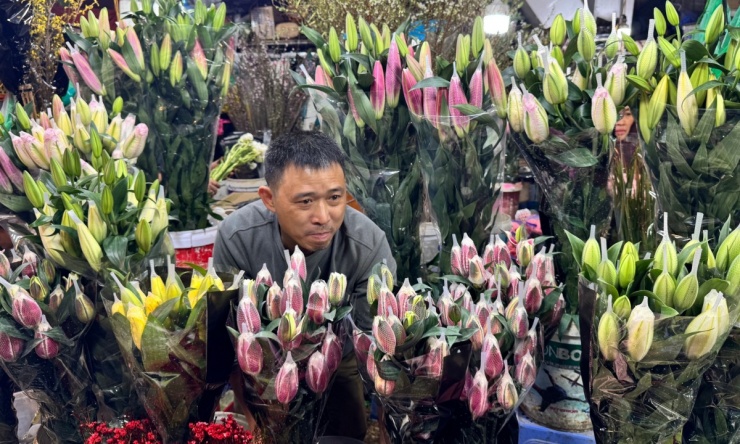 Ly cũng là một trong những loại hoa bán chạy nhất tại chợ dịp sát Tết, dù giá tăng từng ngày. Mỗi chục hoa ly Samantha tai kép được tiểu thương rao khoảng 850.000 đồng. Mức này tăng 50.000-100.000 đồng so với cách đây 1-2 hôm.