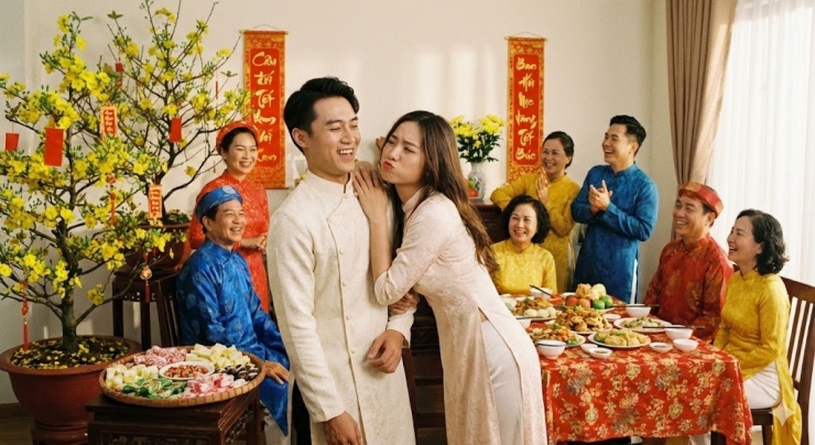 Ngay trước mặt người lớn, bạn gái vẫn nhõng nhẽo khiến tôi ái ngại (Ảnh minh họa, nguồn: AI)