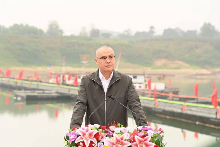 Bí thư Tỉnh ủy Phú Thọ Phạm Đại Dương phát biểu tại buổi lễ.