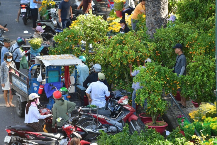 Những chuyến xe chở hoa tất bật rời chợ, mang "mùa xuân" về tận nhà cho khách. Tùy theo loại xe, số lượng và kích thước chậu hoa, chi phí vận chuyển mỗi chuyến trong nội thành có thể lên đến cả triệu đồng.