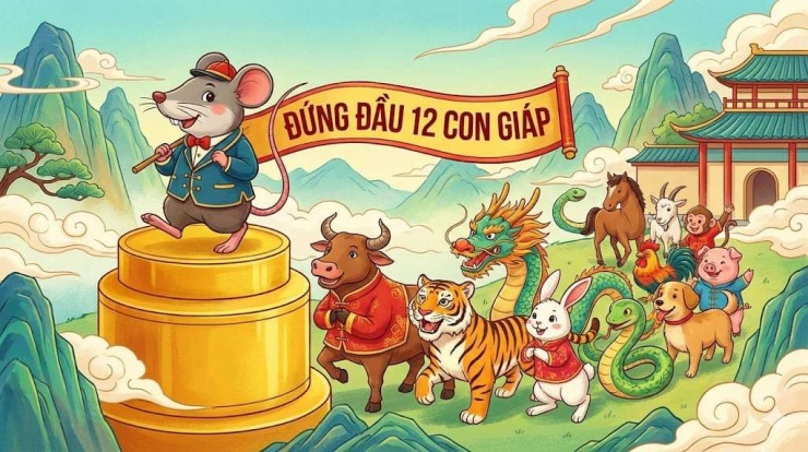 Chuột đứng đầu trong 12 con giáp. Ảnh AI