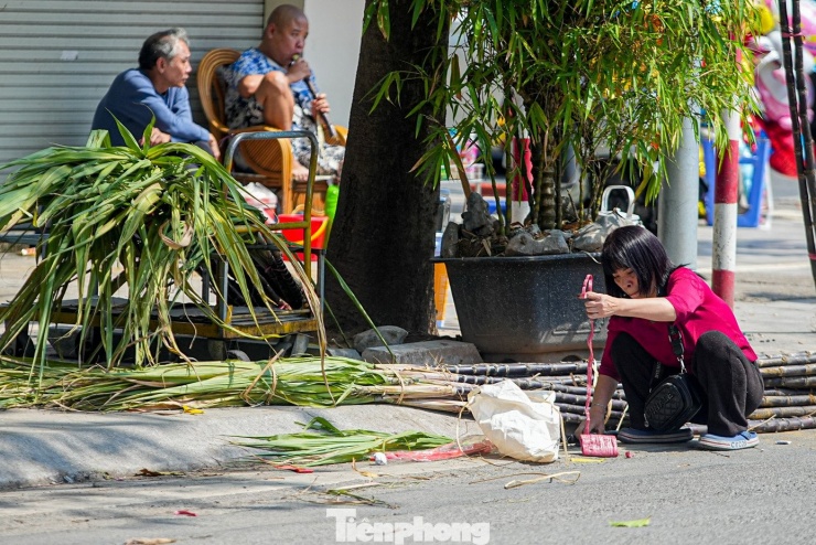 Một tiểu thương cho biết đã nhập gần 100 cây mía để bán trong đêm Giao thừa.