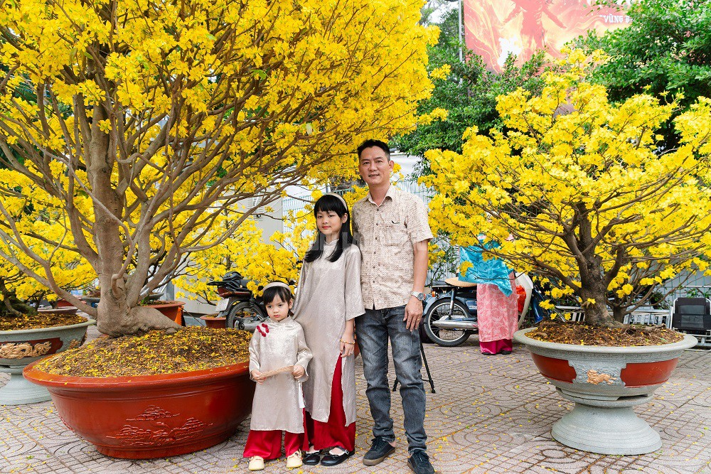 Cặp mai giảo hơn 40 năm tuổi có giá 700 triệu, thu hút đông đảo người dân đến thưởng lãm và chụp ảnh tại công viên Gia Định, TPHCM