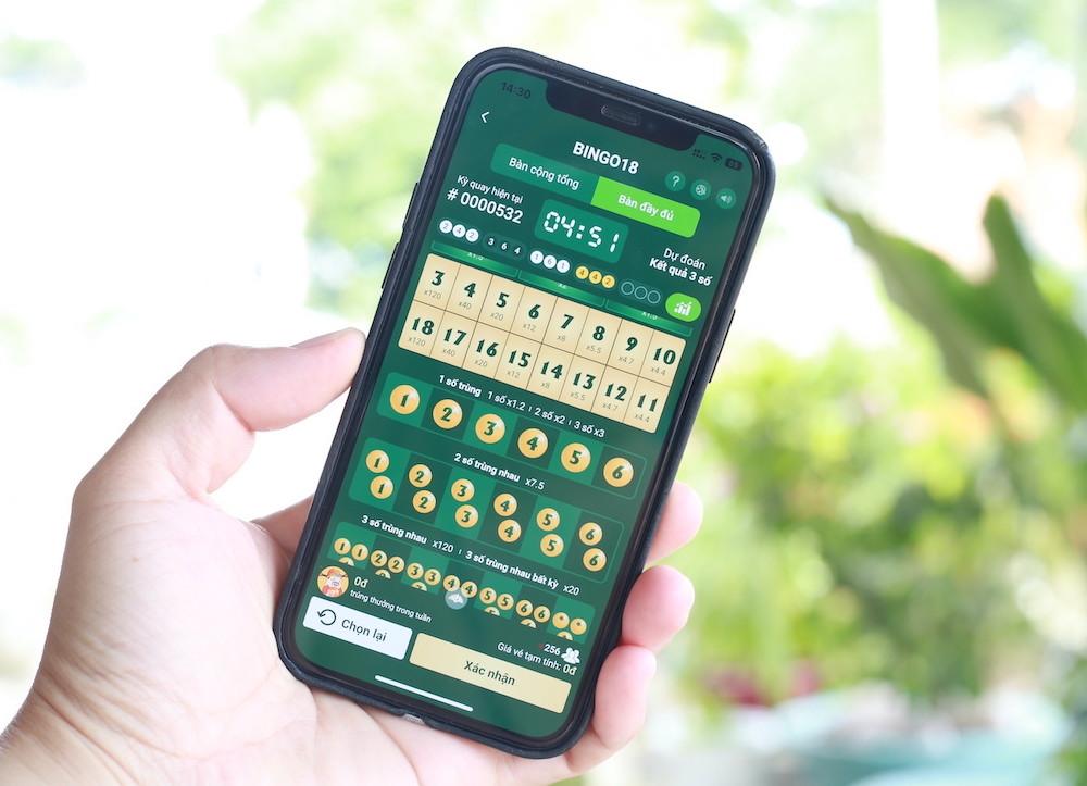 Giao diện game Bingo18 trên Vietlott SMS.