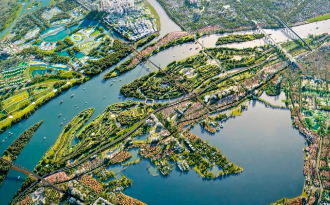 Phối cảnh trục cảnh quan, đô thị ven sông Hồng trong tương lai