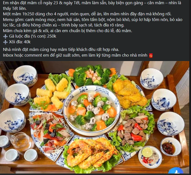 Để có một mâm cỗ cúng ưng ý, khách hàng sẽ lựa chọn thực đơn và gửi yêu cầu cho những cơ sở nấu cỗ chuẩn bị sẵn, sau đó giao tận nơi.