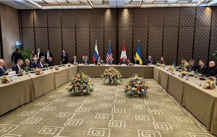 Đàm phán 3 bên Mỹ, Nga và Ukraine. Ảnh: Telegram/Kyiv Independent