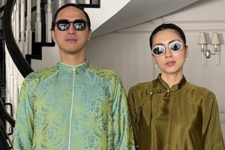 Áo dài du xuân của vợ chồng Tăng Thanh Hà và các cặp sao Việt