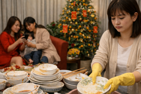 Tết rửa cả đống bát, chị em dâu vẫn không động tay