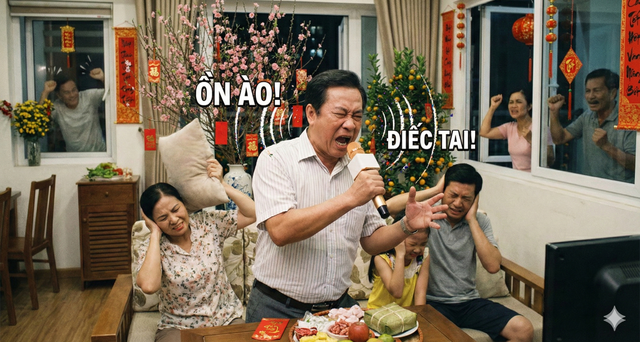 Tiếng karaoke mở hết công suất ngày Tết có thể biến niềm vui của một gia đình thành nỗi ám ảnh của cả khu dân cư. Ảnh minh họa
