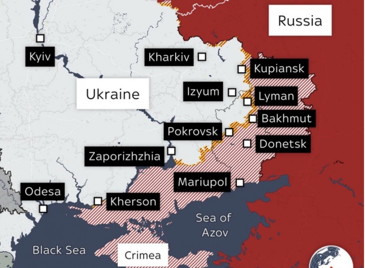 Bản đồ. Ảnh: ISW/Sky News