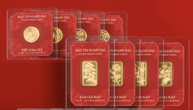 Các sản phẩm vàng mini 0,1 chỉ, 0,3 chỉ của Bảo Tín Mạnh Hải được bán với giá niêm yết của vàng 99,99%