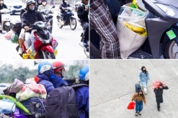 Lỉnh kỉnh buồng chuối, bó rau: Người dân 'chở cả quê hương' trở lại Thủ đô