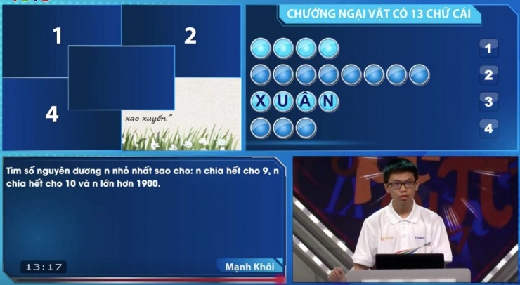 Mạnh Khôi nhanh chóng giải mã ẩn số chướng ngại vật.