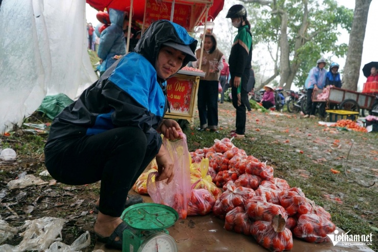 Cà chua là thứ hàng bán đắt nhất ở phiên chợ. Ảnh: Lê Dương