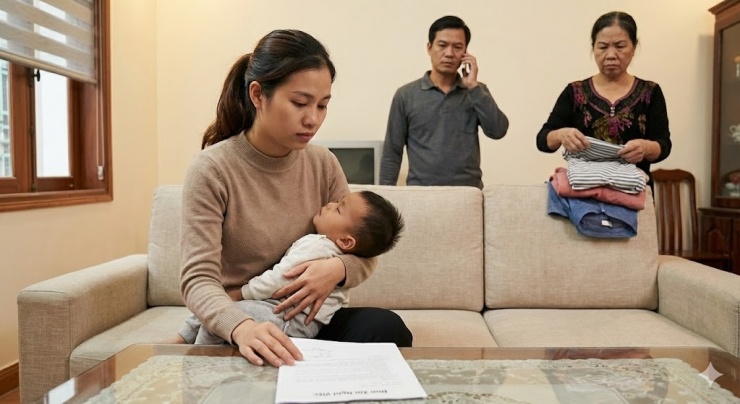 Chồng muốn tôi nghỉ việc ở nhà chăm con (Ảnh minh họa, nguồn: AI)