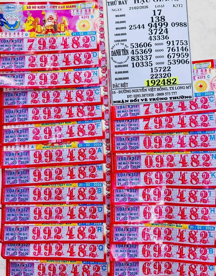 Giải an ủi của vé số Hậu Giang trúng tại TP Cần Thơ. Ảnh: ĐLVS Danh Tên