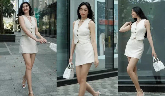Set áo gilet và chân váy chữ A sành điệu xuống phố ngày Tết. Ảnh: Routine