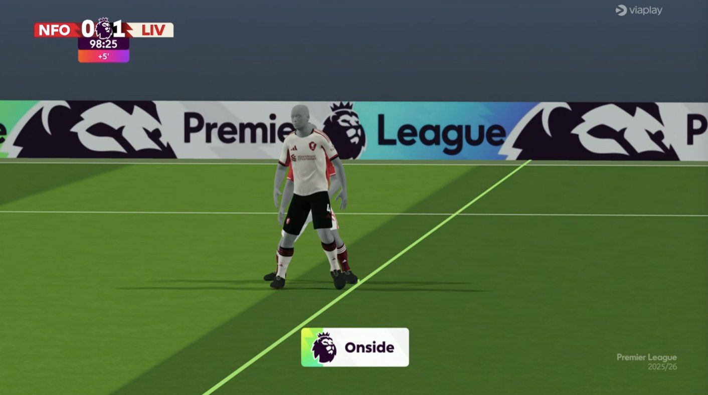 Theo hình ảnh từ tổ VAR, phần chân của Ola Aina vẫn ở phía dưới so với Van Dijk