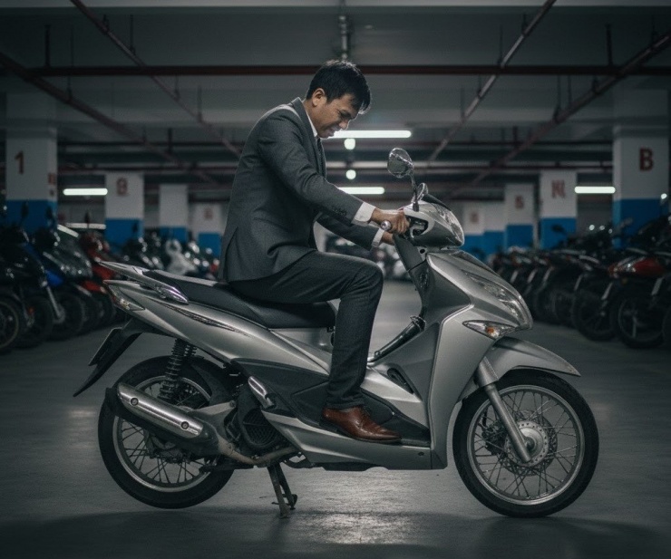 Nhiều xe máy gặp hiện tượng khó khởi động sau kỳ nghỉ Tết, nhất là khi gặp thời tiết trở lạnh. Ảnh minh hoạ tạo bởi AI