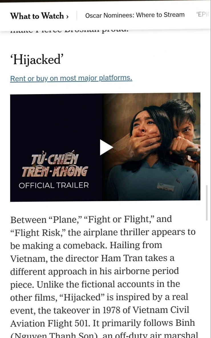 Hình ảnh Tử chiến trên không trên&nbsp;The New York Times. Ảnh: Chụp màn hình