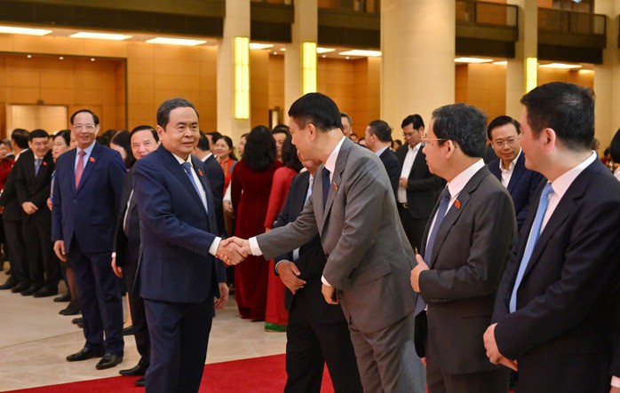 Chủ tịch Quốc hội Trần Thanh Mẫn gặp mặt các đại biểu trong ngày làm việc đầu tiên sau Tết Bính Ngọ. Ảnh: Quang Khánh