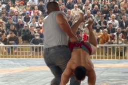 Hiếu "khổng lồ" nhấc bổng Đào Hồng Sơn như nhấc em bé, bị tố "chơi xấu" ở sới vật