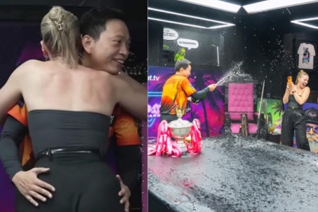 Hoàng "Sao" nói 4 chữ khi vô địch giải thế giới, ôm "vòng 3" mỹ nhân gây tò mò