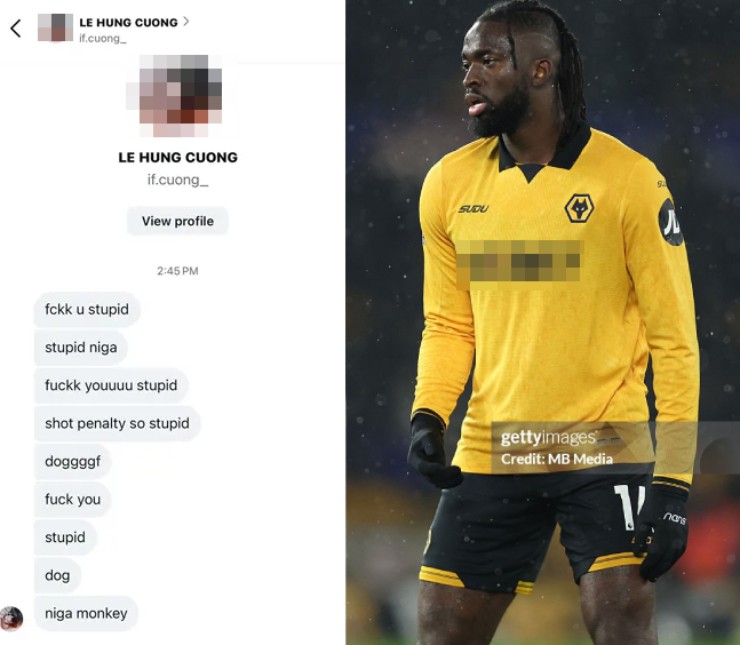 Tài khoản được cho là đến từ Việt Nam có lời lẽ xúc phạm tiền đạo Tolu Arokodare (Wolves)