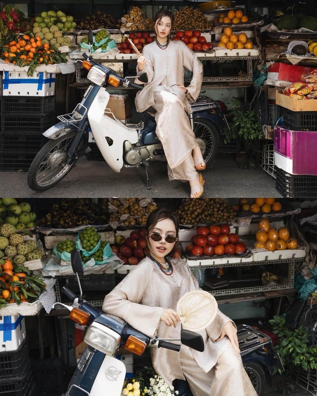 Phương Mỹ Chi, Hoa hậu Phương Khánh "ghi điểm" nhờ loạt tạo hình diện đồ bà ba ấn tượng.