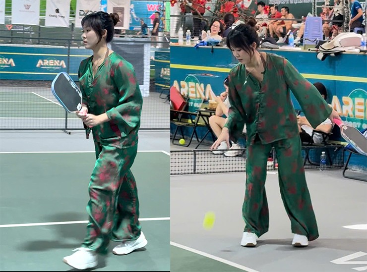 Hot girl "vén váy" mặc đồ bà ba đánh pickleball nhận ý kiến trái chiều