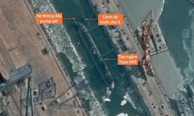 Tàu ngầm lớp Type-095 trong ảnh chụp nhà máy đóng tàu Bột Hải ở tỉnh Liêu Ninh, Trung Quốc ngày 9/2. Ảnh: Vantor