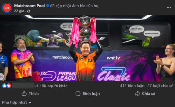 Hình ảnh Hoàng "Sao" xuất hiện trên trang bìa&nbsp;Matchroom Pool